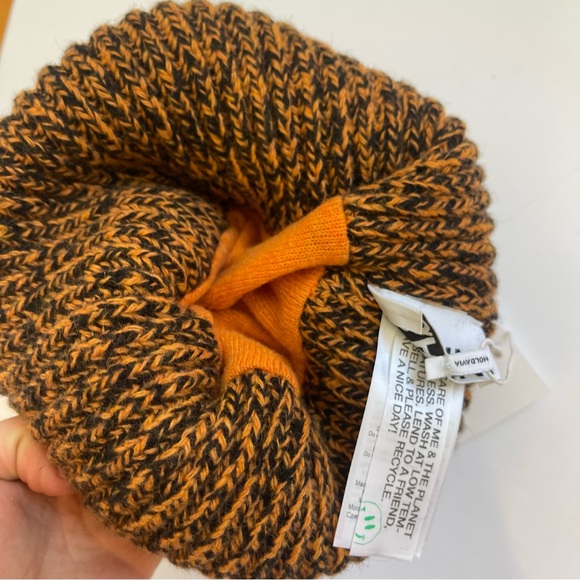 NWT Ganni Rib knit beanie brown marigold / black - Picture 6 of 15